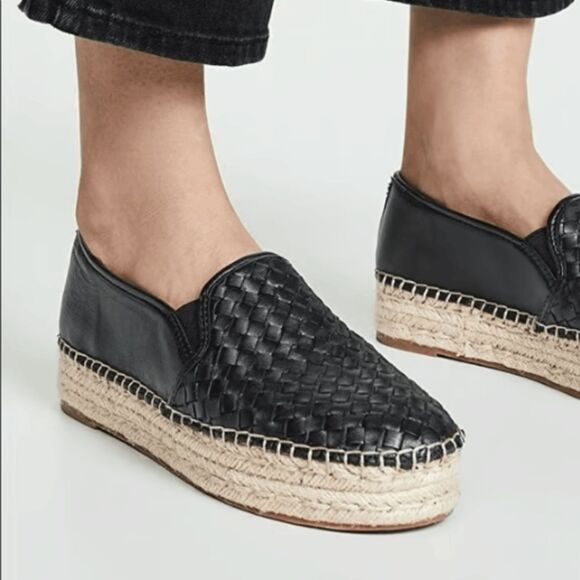 Sam Edelman Catherine Woven Platform Espadrilles Black Shoes, Sz 8.5 - Picture 1 of 11